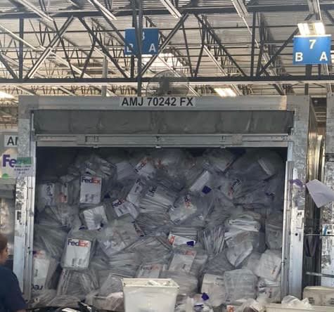 Here’s the largest bin that FedX has in Dallas chock full with “2000 Mules” DVDs ready to go out. Ge...