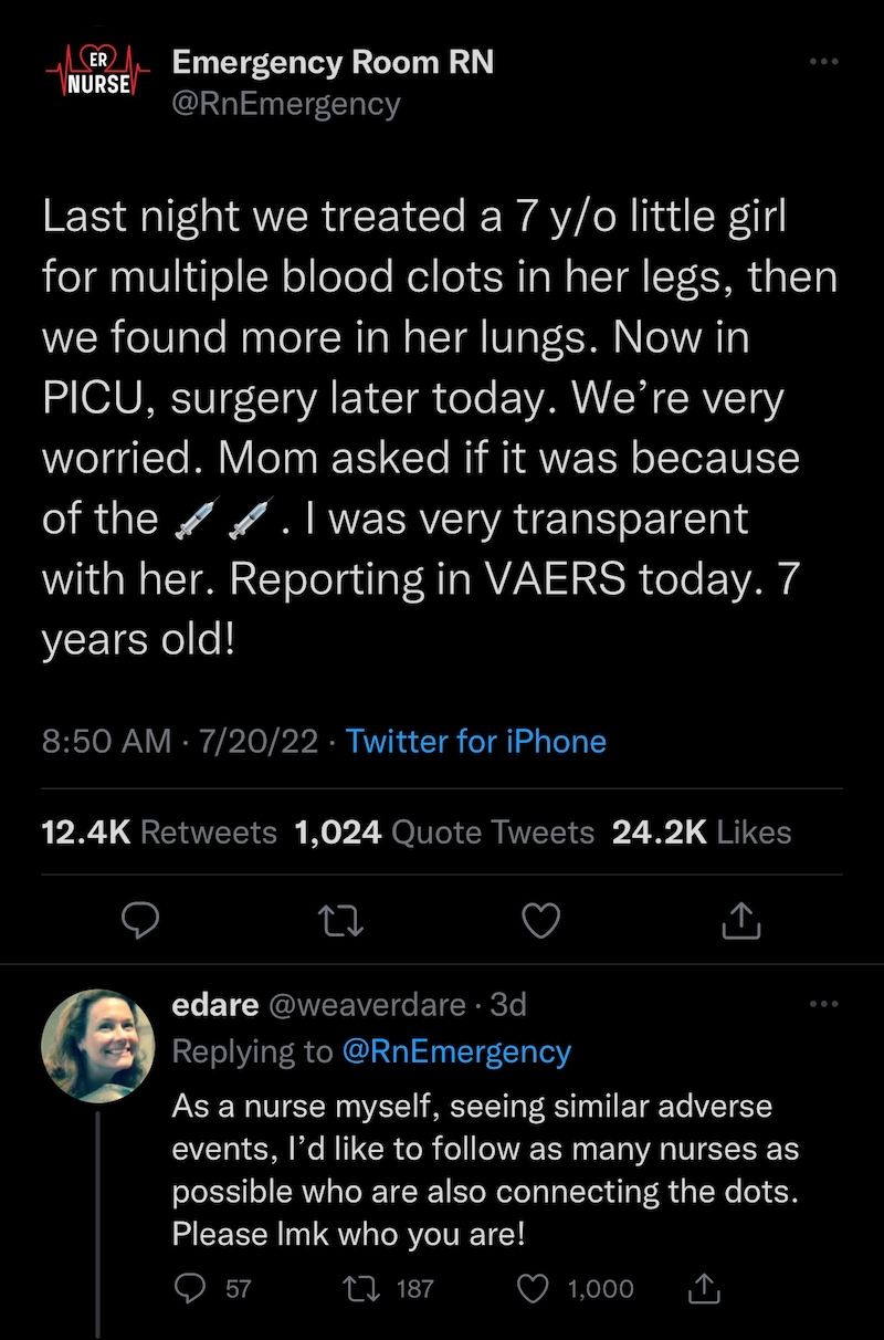 7 Year Olds are Getting Bloods Clots Now…

https://twitter.com/rnemergency/status/154973850642728550...