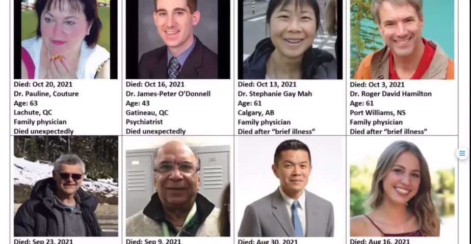 Silvano Trotta :

On en est maintenant à 80 et on compte toujours.
"Mort subite de 80 médecins canad...