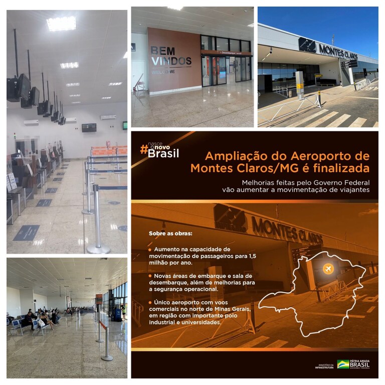 MINAS GERAIS: O Aeroporto de Montes Claros/MG foi ampliado!
O Governo do Brasil conclui as obras de adequação da capacidade operacional e de modernização