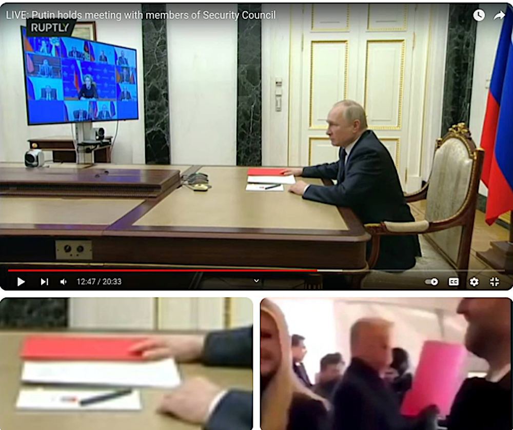 プーチンさんが国連安全保障理事会のメンバーと会談したときの画像。
そのとき彼が持参したもの…あの人も持ってますよ✨