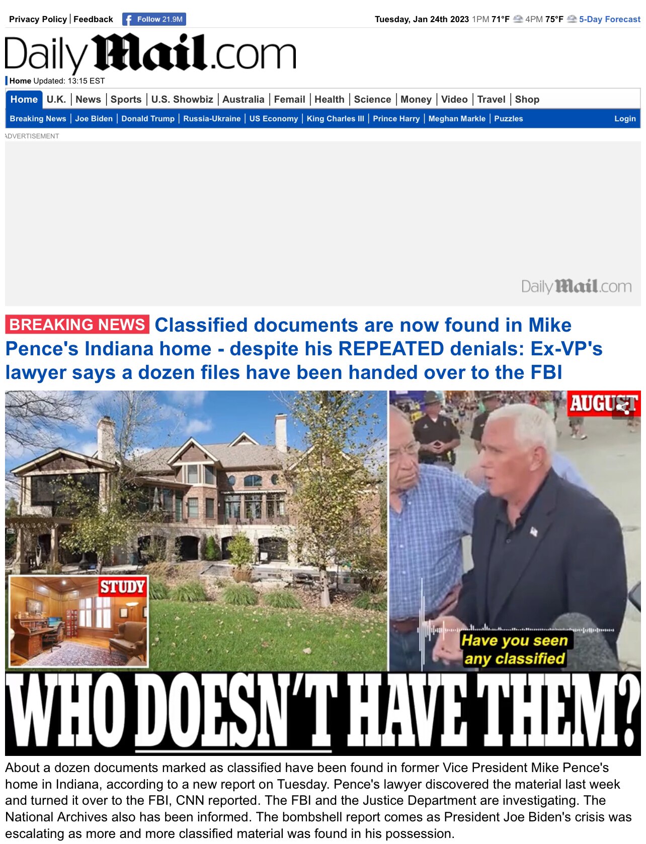 Judas Pence attempts to provide cover for Biden

https://www.dailymail.co.uk/news/article-11671807/C...