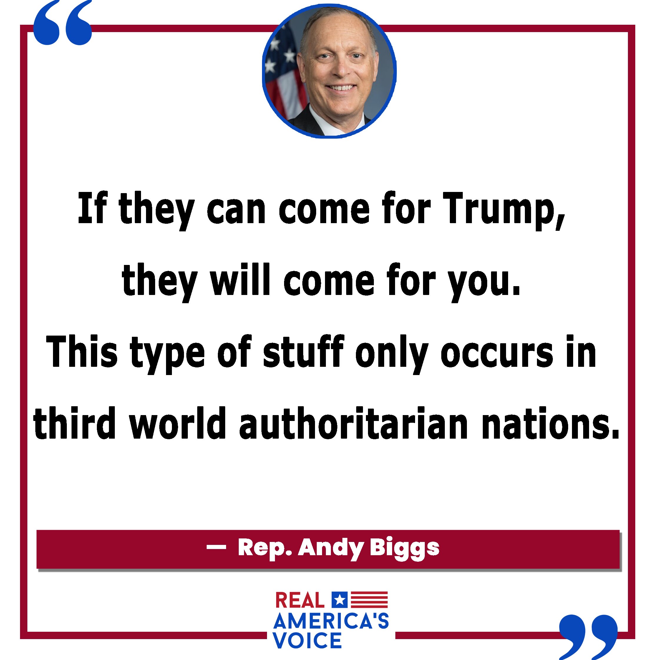 @RepAndyBiggsAZ issues a stark warning for #MAGA Americans; "If they can come for Trump, they will come for you."

Share👇Your Thoughts/Stories!
https://americasvoice.news/ugc/