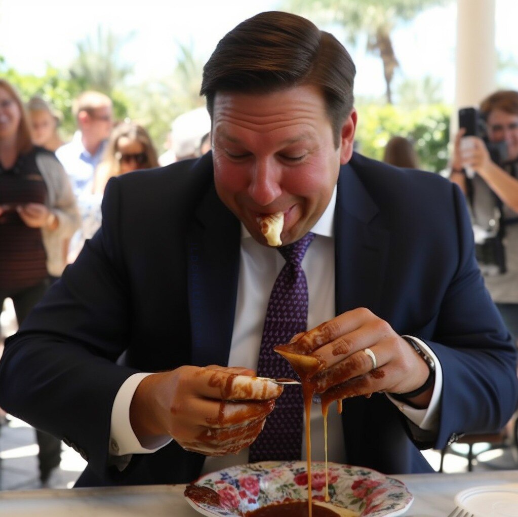 STOP IT, INTERNET!!!🤣🤣🤣 That is NOT how the governor eats his pudding!!!