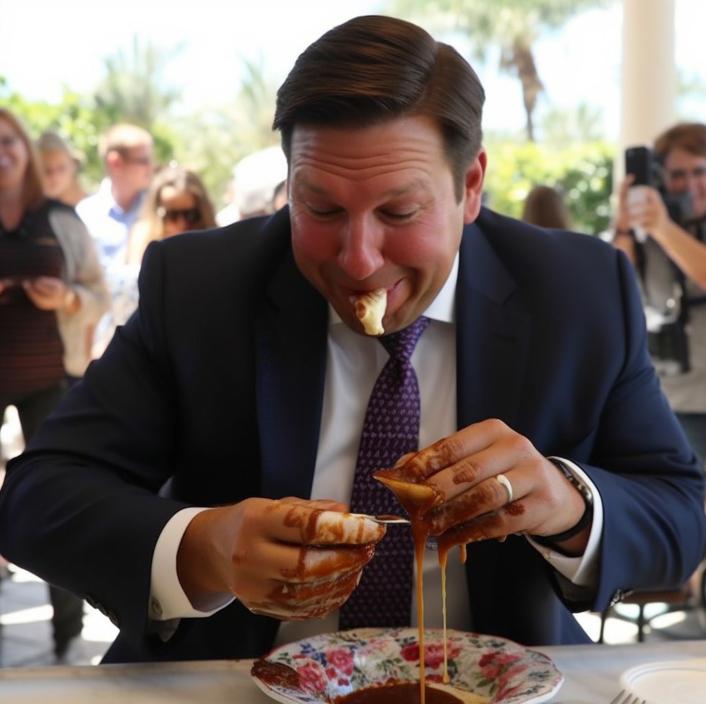 STOP IT, INTERNET!!!🤣🤣🤣 That is NOT how the governor eats his pudding!!!