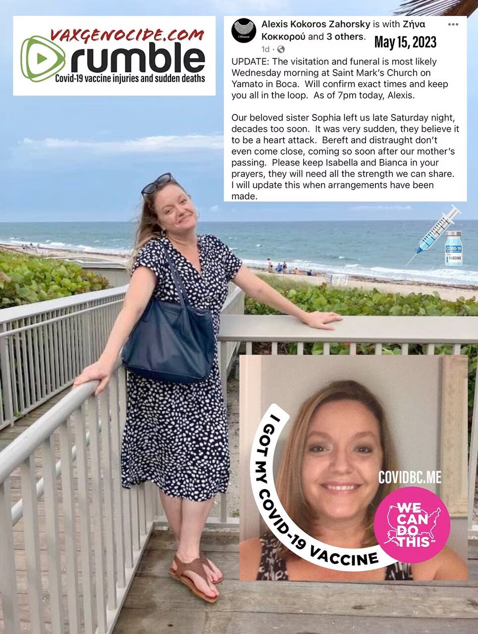 Sophia Valladares 💉(May 2023) 🇺🇸 Florida 
“Our beloved sister Sophia left us late Saturday night, decades too soon. It was very sudden, they believe it to be a heart attack. Bereft and distraught don't even come close, coming so soon after our mother's passing. Please keep Isabella and Bianca in your prayers, they will need all the strength we can share. I will update this when arrangements have been made.”

#DiedSuddenly #FullyVaxxed #KillerVaxx #FullyVaccinated  #DiedUnexpectedly #CauseUnknown  #Covid19