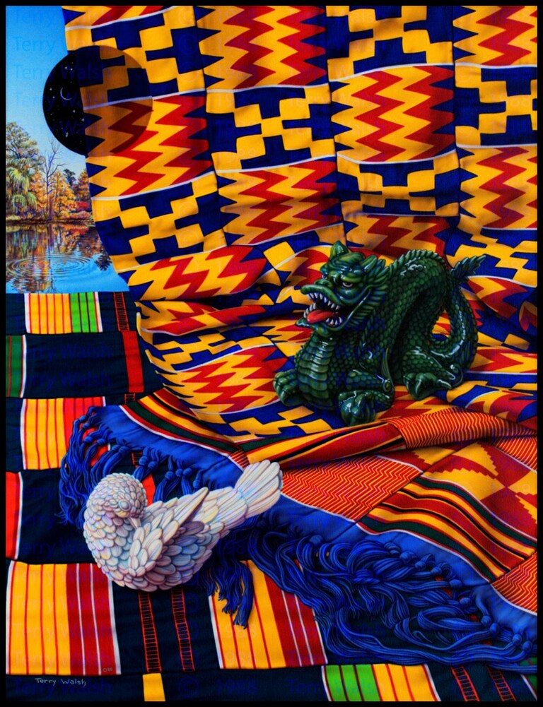 Happy Friday! It's time to get mad or go home!
"Still Life With Conflict", acrylic on canvas , 38" x 29"
Terry Walsh, 1988