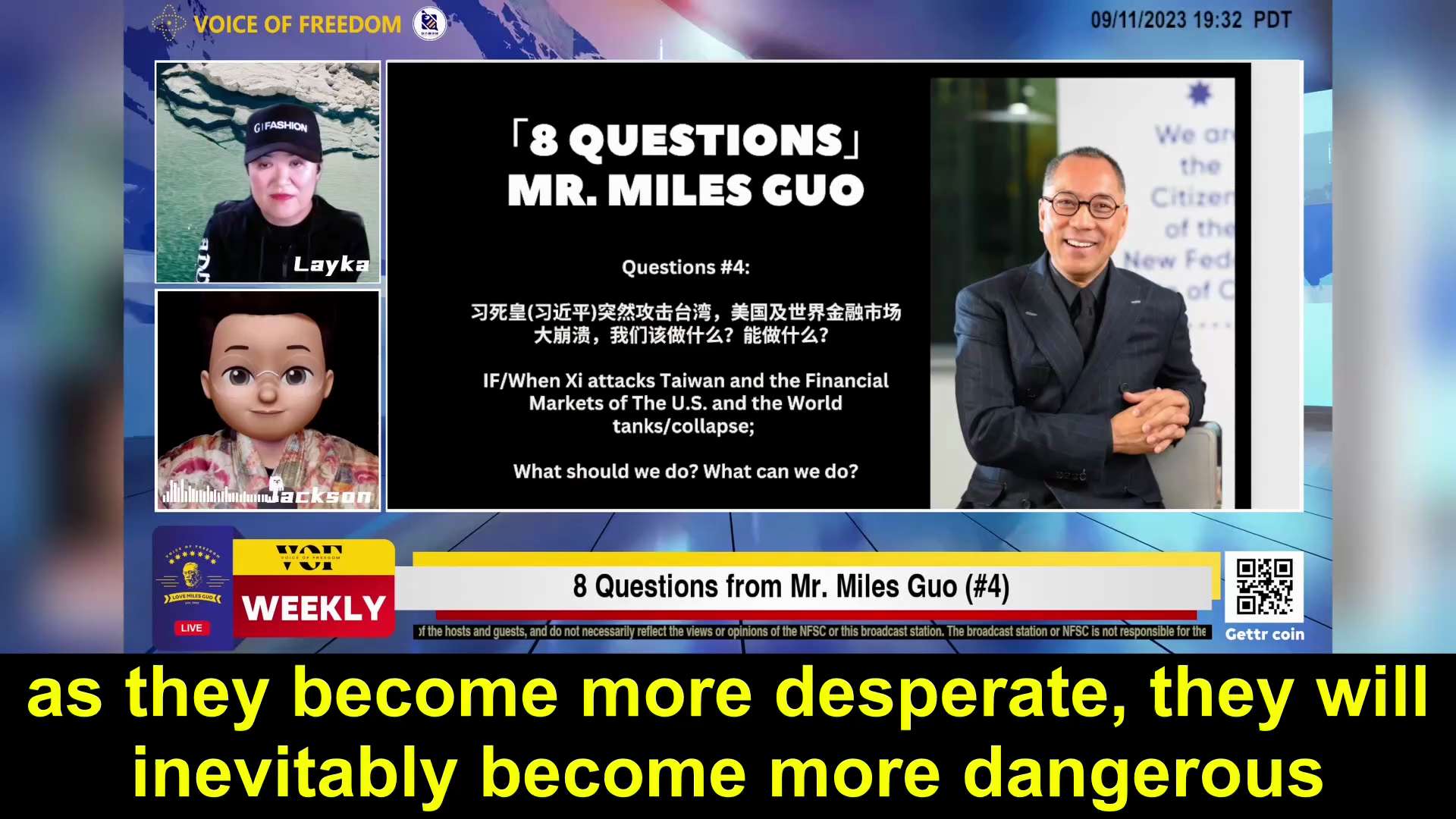 VOF EP#20 2023.09.11【3】

Mr. Miles Guo predicts that we may see a global economic crisis towards the...