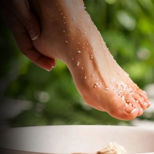 A “sugar foot treatment” typically refers to a foot exfoliation and moisturizing technique using a sugar-based scrub.
