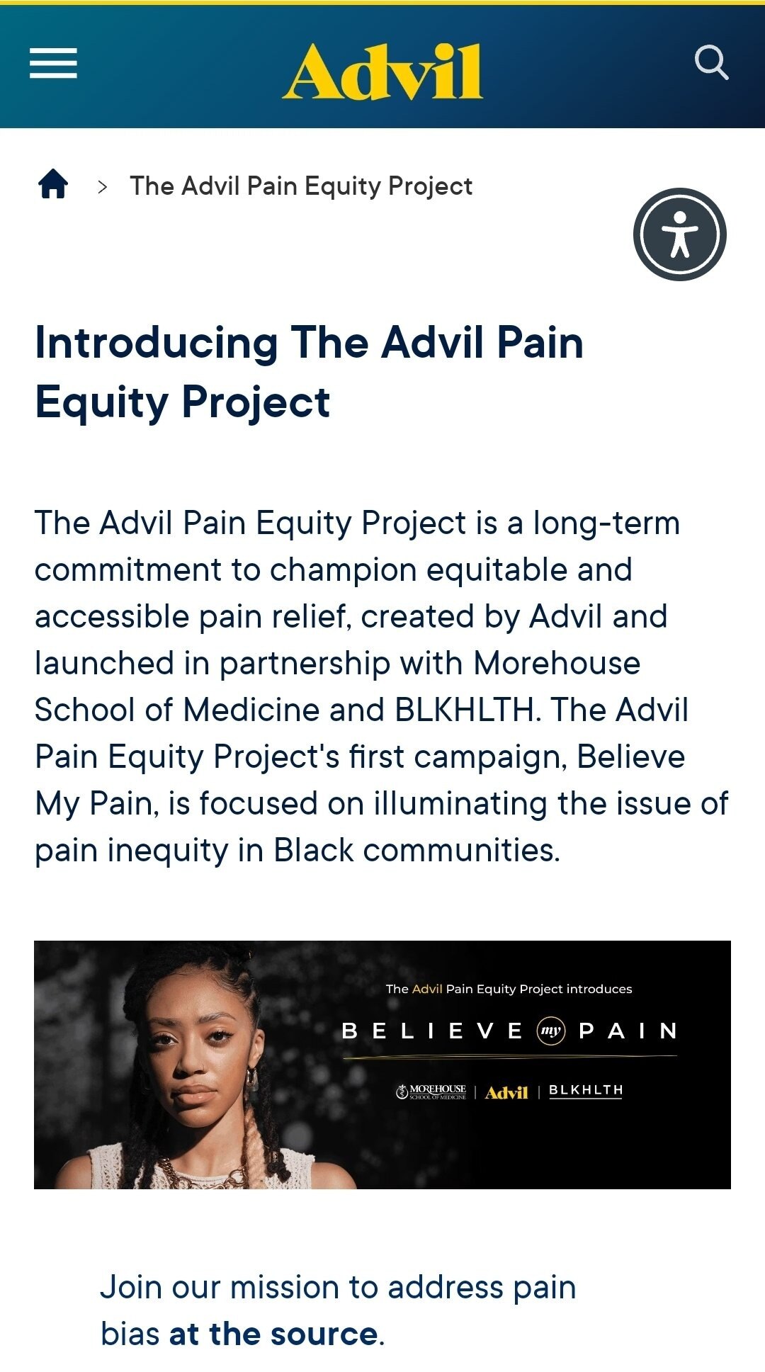 So, Advil really has a "pain equity project," like for real. Since "equity" means redistributing sha...