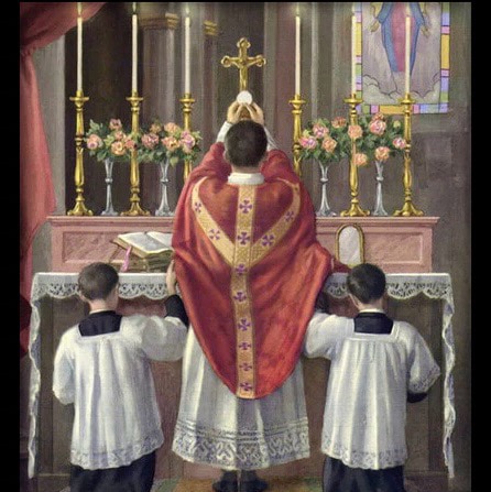 In nomine Patris et Filii et Spiritus Sancti. Gloria in excélsis Deo. Et in terra pax homínibus bonae voluntátis.  Cor Jesu sacratíssimum Miserére nobis. 

Amen