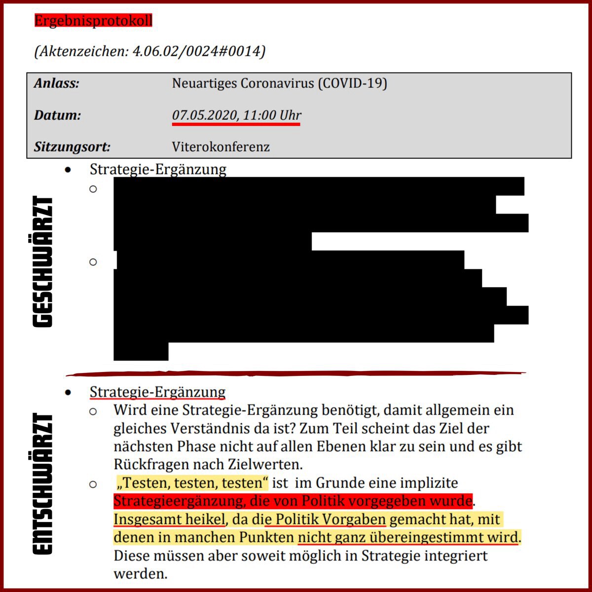 Es sind übrigens nur ein paar Namen geschwärzt gewesen, oder?

Lauterbach im März 24:

„Das RKI hat ...
