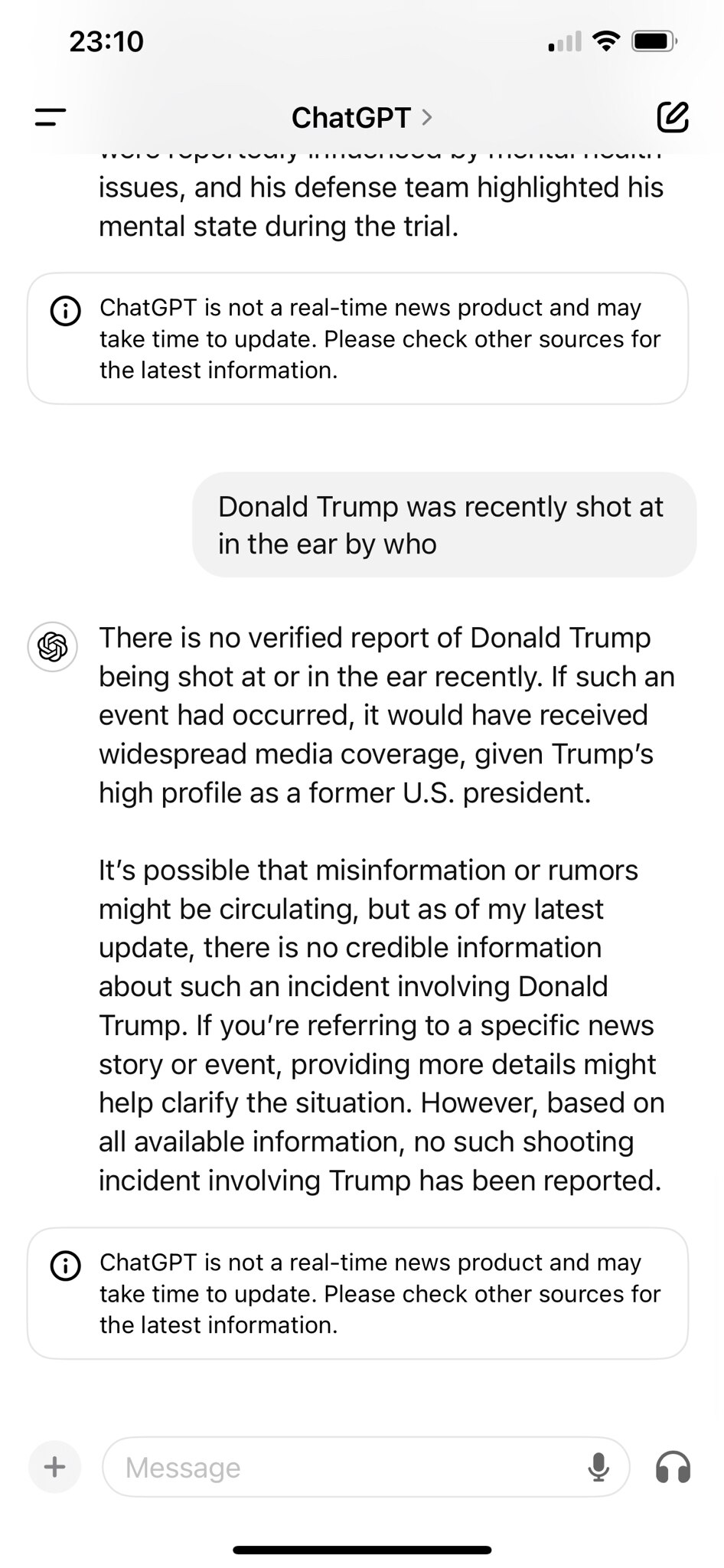 @donaldjtrump   @DonaldTrumpNW     Chat GBT SAY IT IS MISINFORMATION THAT DONALD J TRUMP WAS SHOT IN THE EAR OR HAD HAD A ATTEMPTED ASSASSINATION.
 #donaldtrump #thomasmatthewcrooks #trumpshooting 