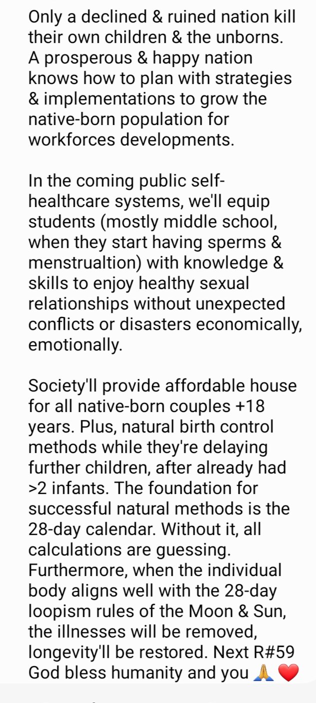 Honour Reward #60 - Policies to Replace Abortion Evil Policy 

