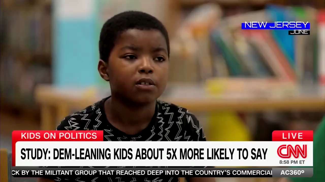 Insane clip. Democrats are brainwashing their kids to hate Trump supporters.

"Republican leaning ki...