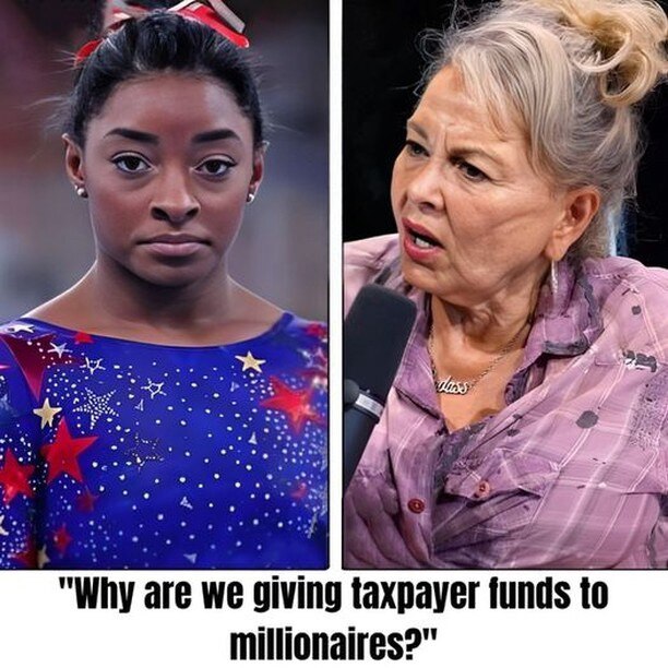 Roseanne Barr ‘goes mad’ as Simone Biles, worth $14 million, but still took $44K in student loan for...