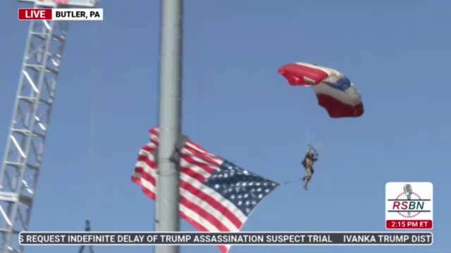 EARLIER TODAY: Paratroopers land at historic Trump rally in Butler, PA

WATCH LIVE:  https://www.rsb...