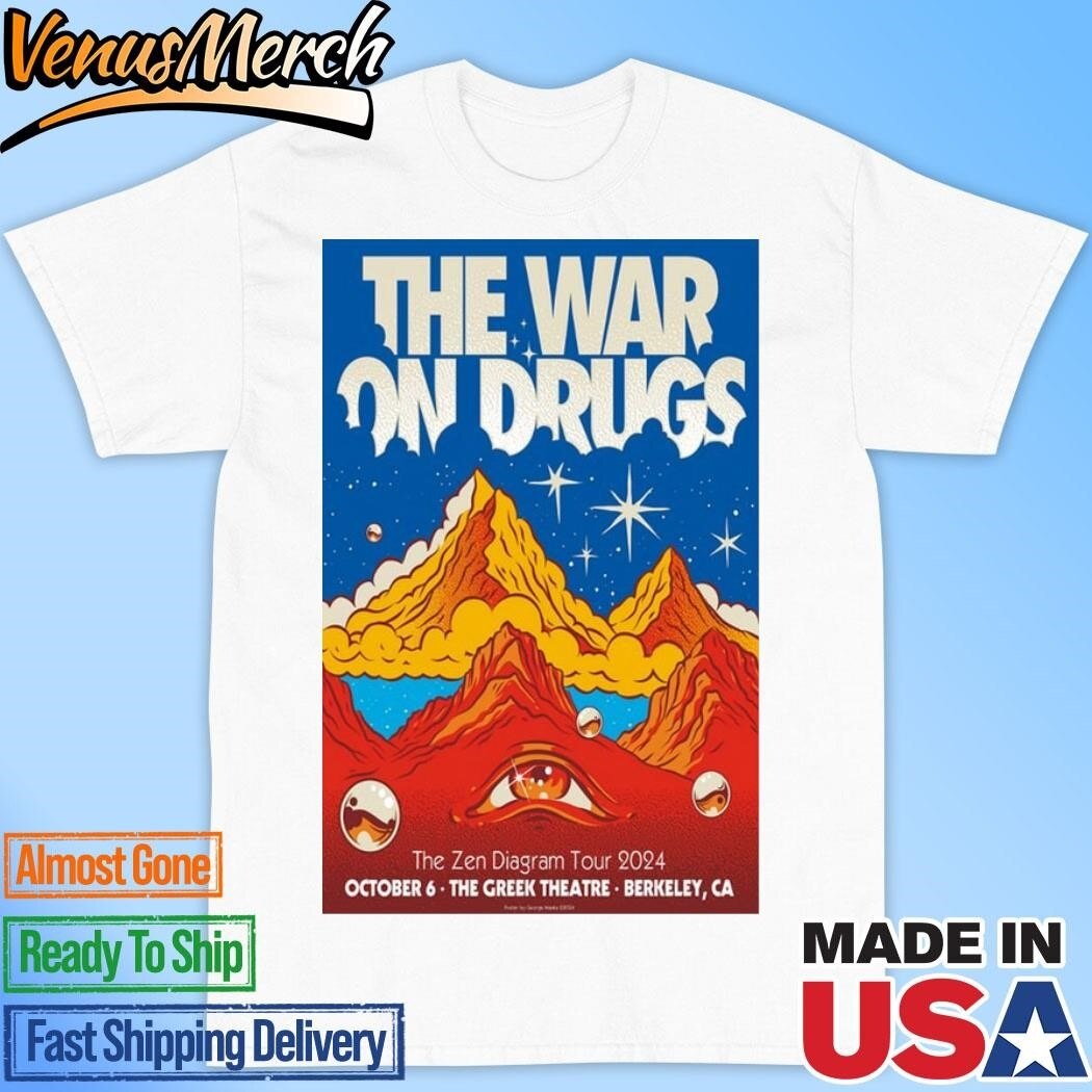 Official The War On Drugs The Zen Diagram Tour At The Greek Theatre Oct 6, 2024 Poster Shirt
Click here to buy it: https://venusmerch.com/product/official-the-war-on-drugs-the-zen-diagram-tour-at-the-greek-theatre-oct-6-2024-poster-shirt/
Visit Home page: https://venusmerch.com
Prepare for an unforgettable live experience as The War on Drugs takes the stage at the iconic Greek Theatre on October 6, 2024, for their much-anticipated Zen Diagram Tour. This electrifying concert promises to transport you to a realm of musical brilliance and artistic exploration. The band’s unique blend of psychedelic rock, funk, and experimental sounds will ignite your senses and leave you yearning for more.
