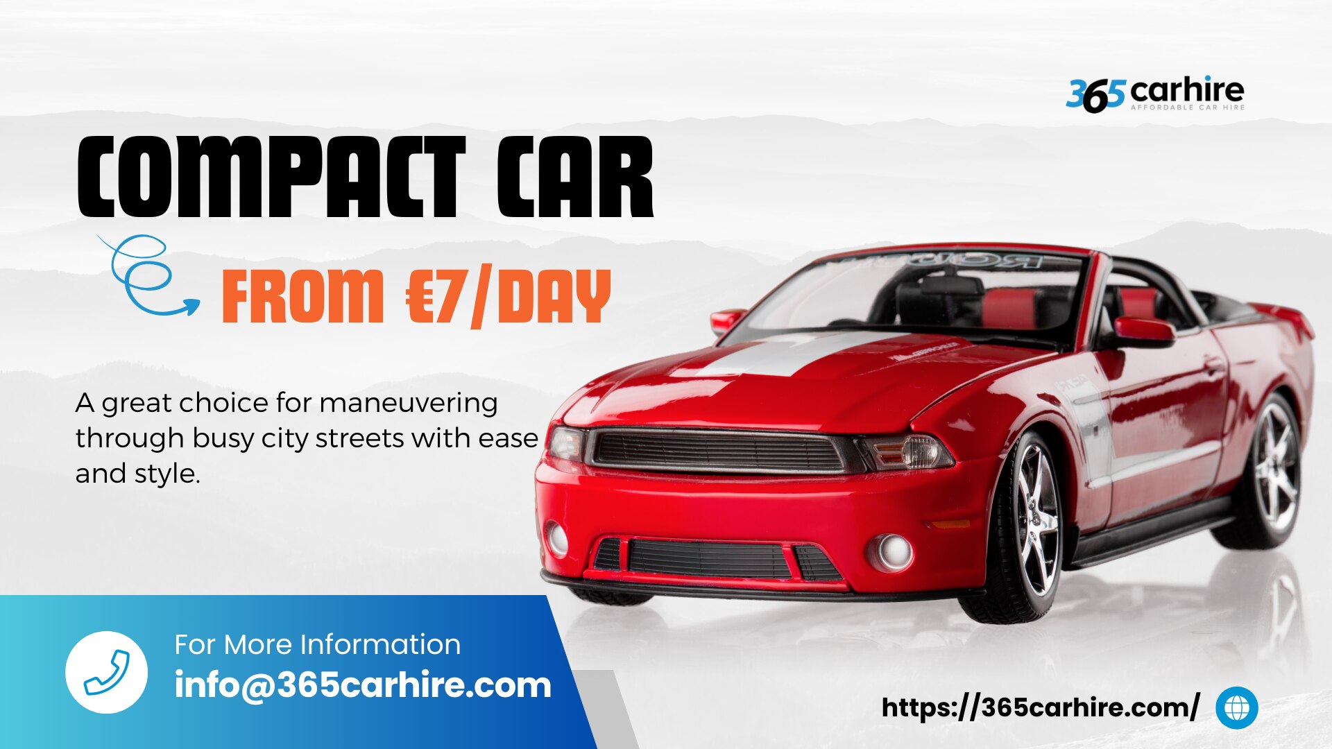 Car Types & Rental Costs at 365 CarHire 

At 365 Car Hire, we offer a range of car types to meet your needs, all at competitive prices: 
Economy Cars: Starting from €5 per day, perfect for short and budget-friendly trips. 
Compact Cars: From €7 per day, ideal for navigating city streets. 
SUVs: Starting at €35 per day, great for family trips or off-road adventures. 
9-seat Mini-vans: From €50 per day, perfect for larger groups or family outings. 
Explore our diverse rental options and find the perfect vehicle for your journey at 365 Car Hire! 
Blogspot: https://365carhire.blogspot.com/ 

#365carhire #affordablecarhire #carrentalairport  #travelinstyle #rentalcars #spain #croatia  
