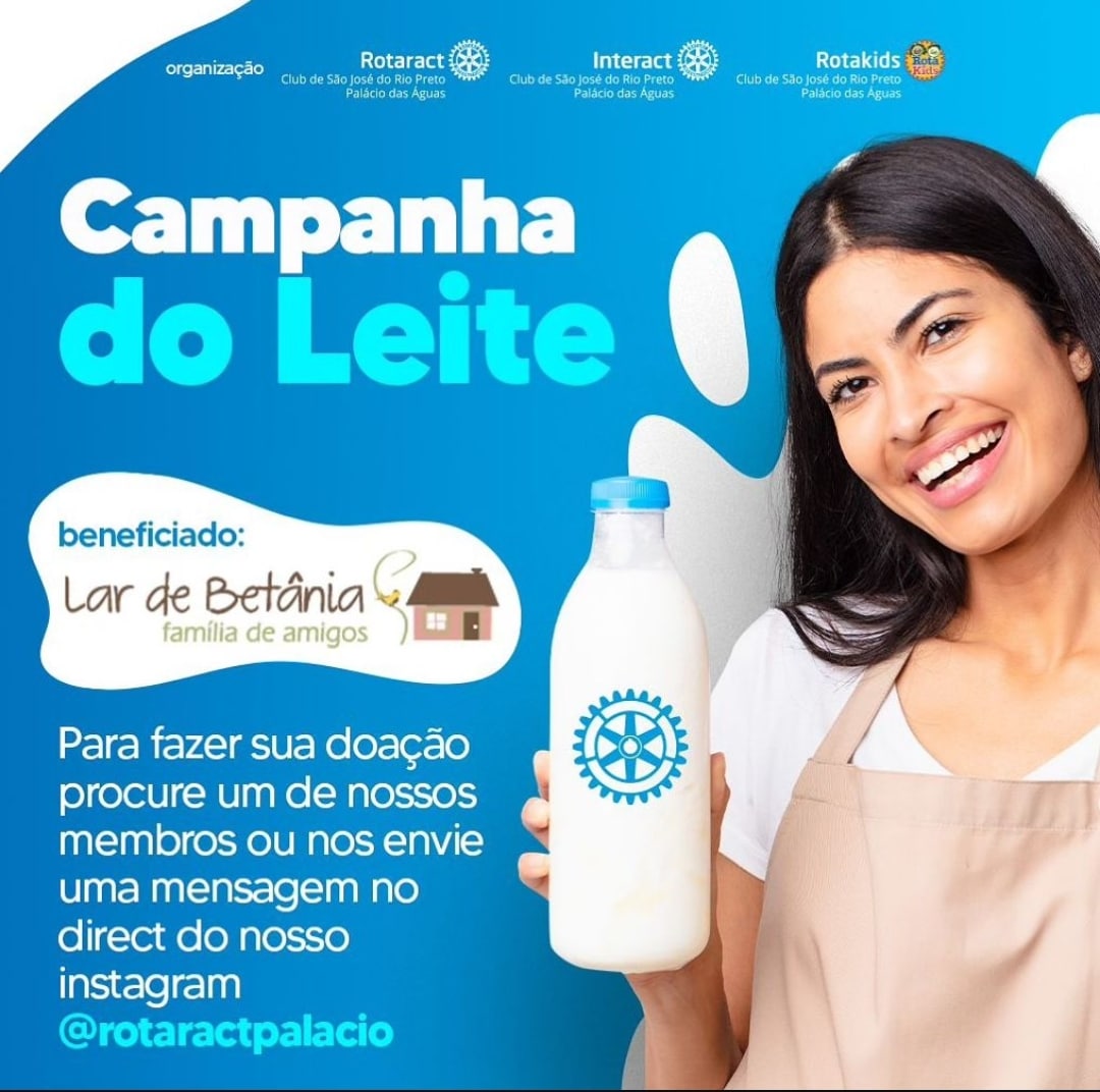 Texto do Rotaract Club de São José do Rio Preto - Palácio das Águas:

A campanha de arrecadação de l...
