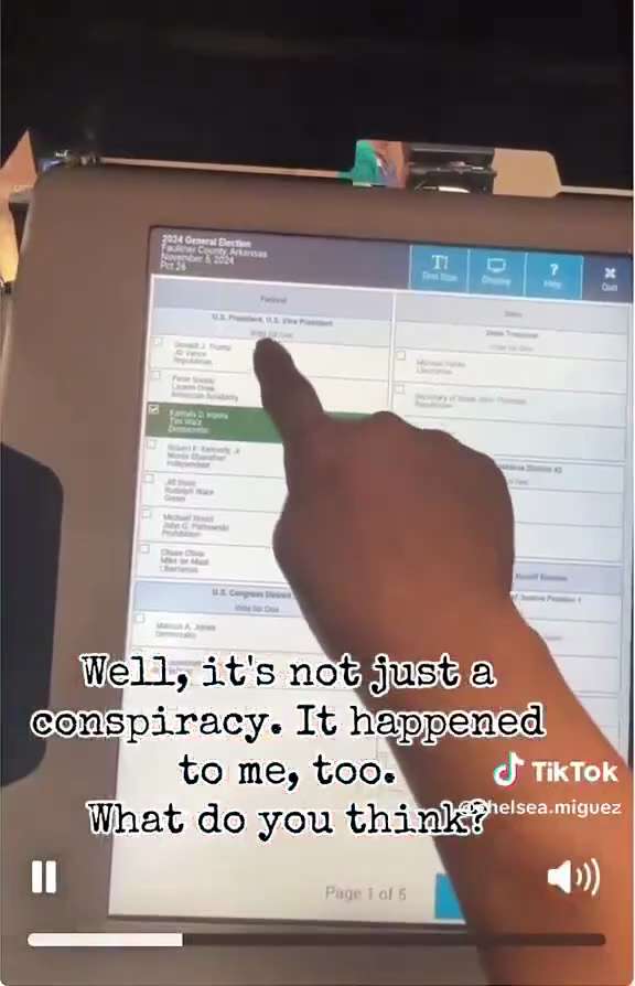 Another machine automatically switching to Kamala Harris after voter picked Donald Trump this time in Arkansas.

I want paper ballots!

Thank you to the people filming these machines switching.

Keep filming, keep reporting, and KEEP VOTING!!!
