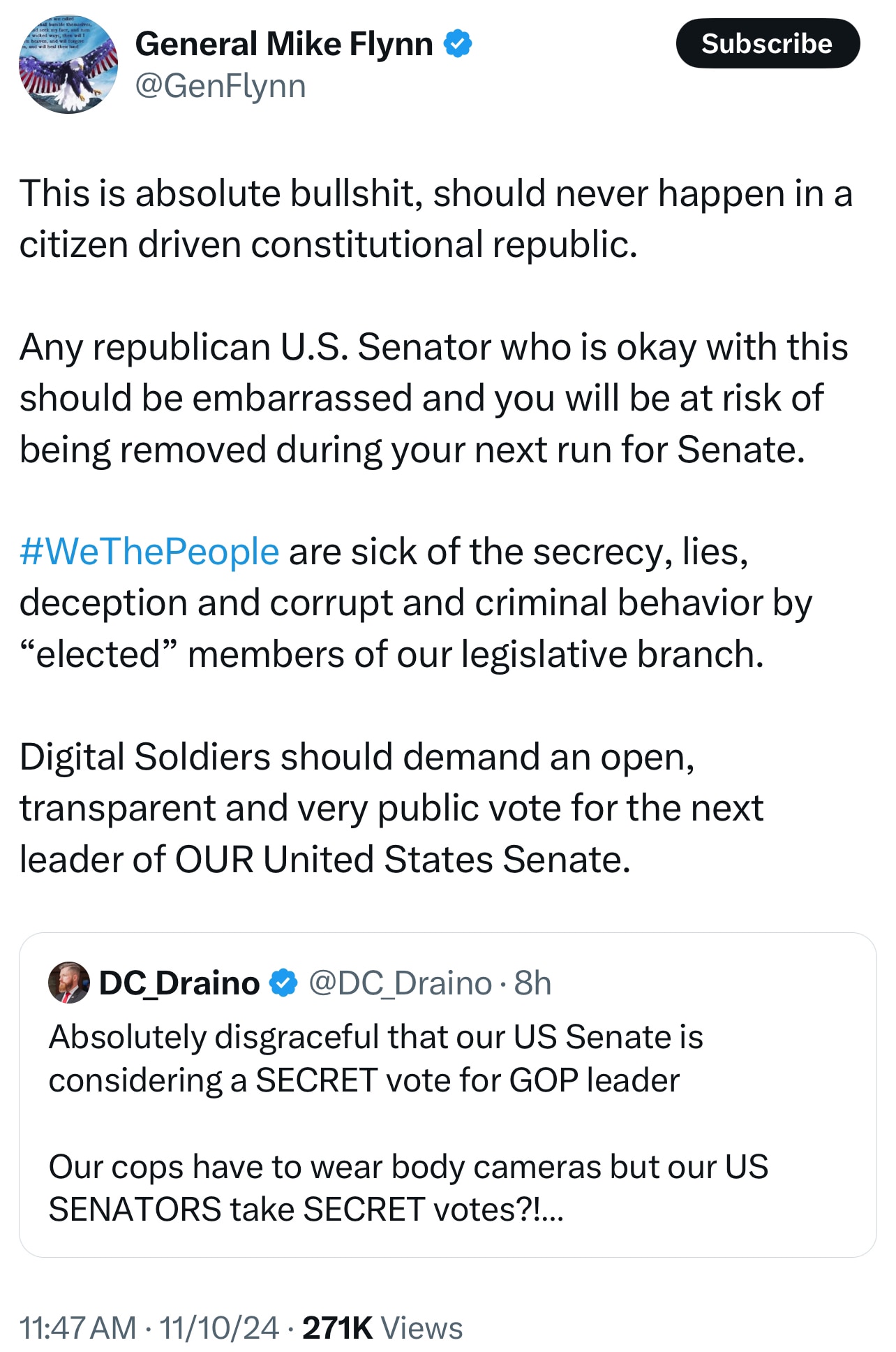 GENERAL MIKE FLYNN: THIS IS ABSOLUTE BULLSHIT, SHOULD NEVER HAPPEN IN A CITIZEN DRIVEN CONSTITUTIONAL REPUBLIC 🦅