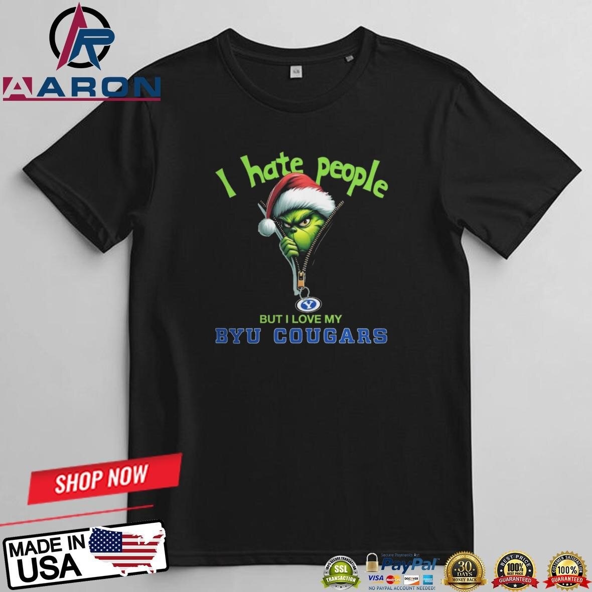 Grinch Santa Hat I Hate People But I Love My BYU Cougars Christmas Logo T-Shirts

Buy this shirt: ht...