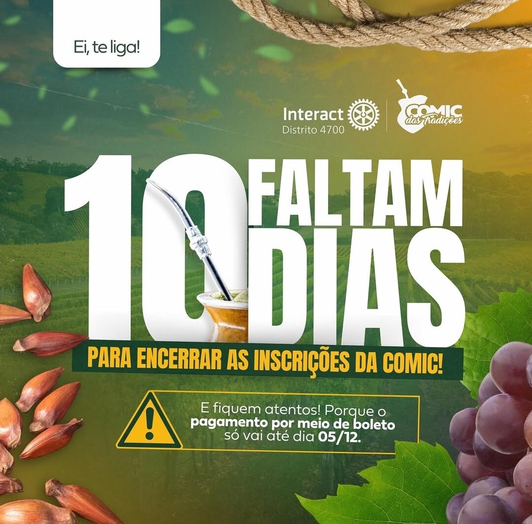 Texto de OficialCOMIC:

AS INSCRIÇÕES ESTÃO ACABANDO

Faltam somente 10 dias para o encerramento da ...