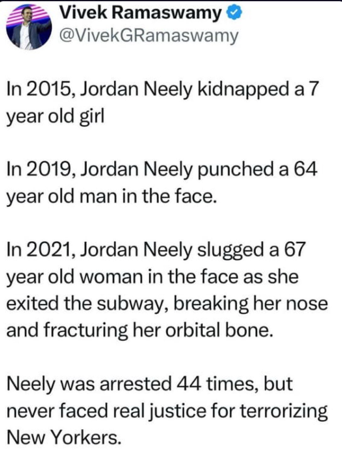 Vivek Ramaswamy…
The Real Jordan Neely Subway Terrorist…