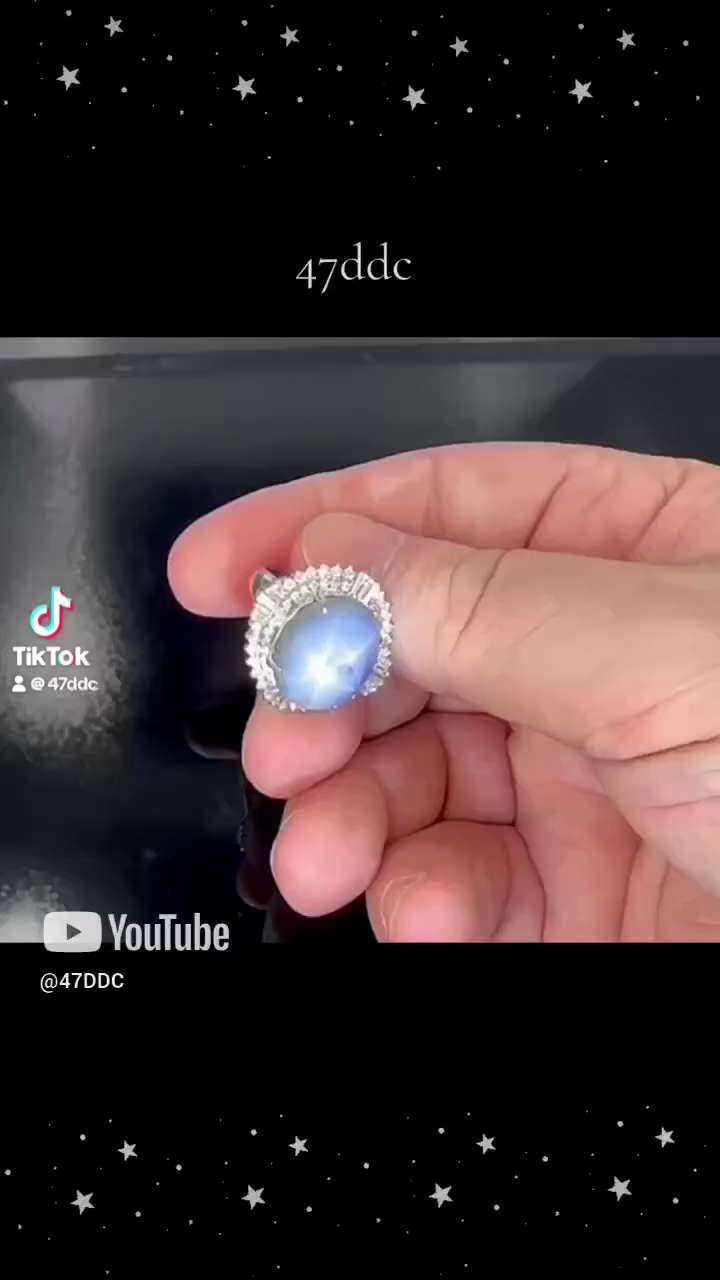 Insanely beautiful large star sapphire diamond platinum ring. #47ddc #starsapphire #sapphire #diamond #ring #vintage 