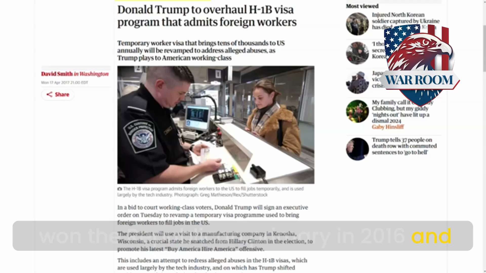 Zero H-1B visas. At Breitbart, we exposed Disney workers forced to train their H-1B replacements—one of the viral stories that helped Trump win in 2016.