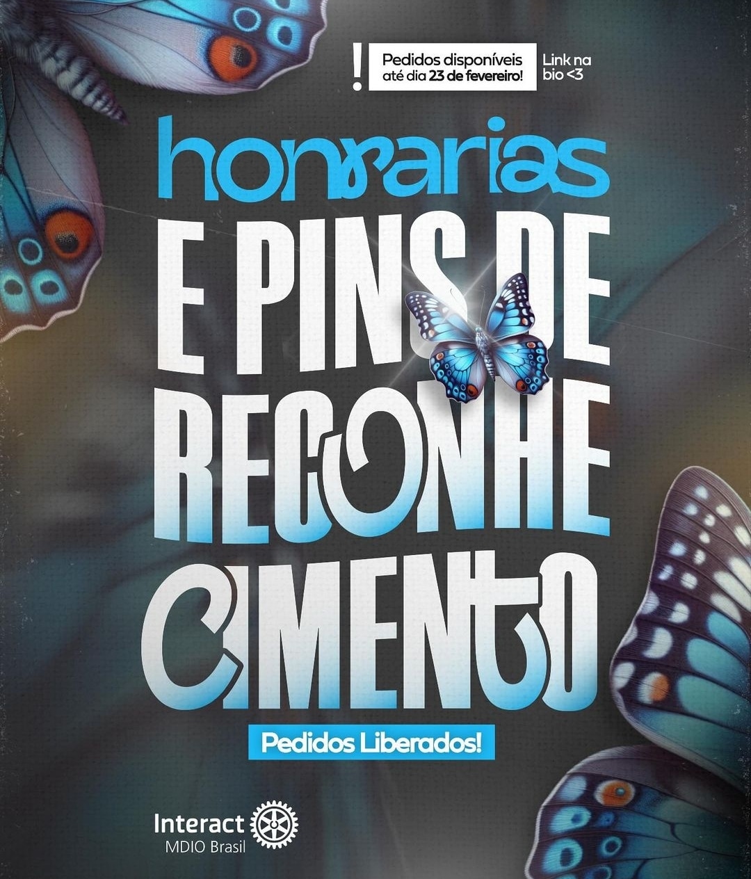 Texto de MDIO Interact Br:

Atenção! Pedidos de Honrarias e pins de reconhecimento liberados!

Para ...