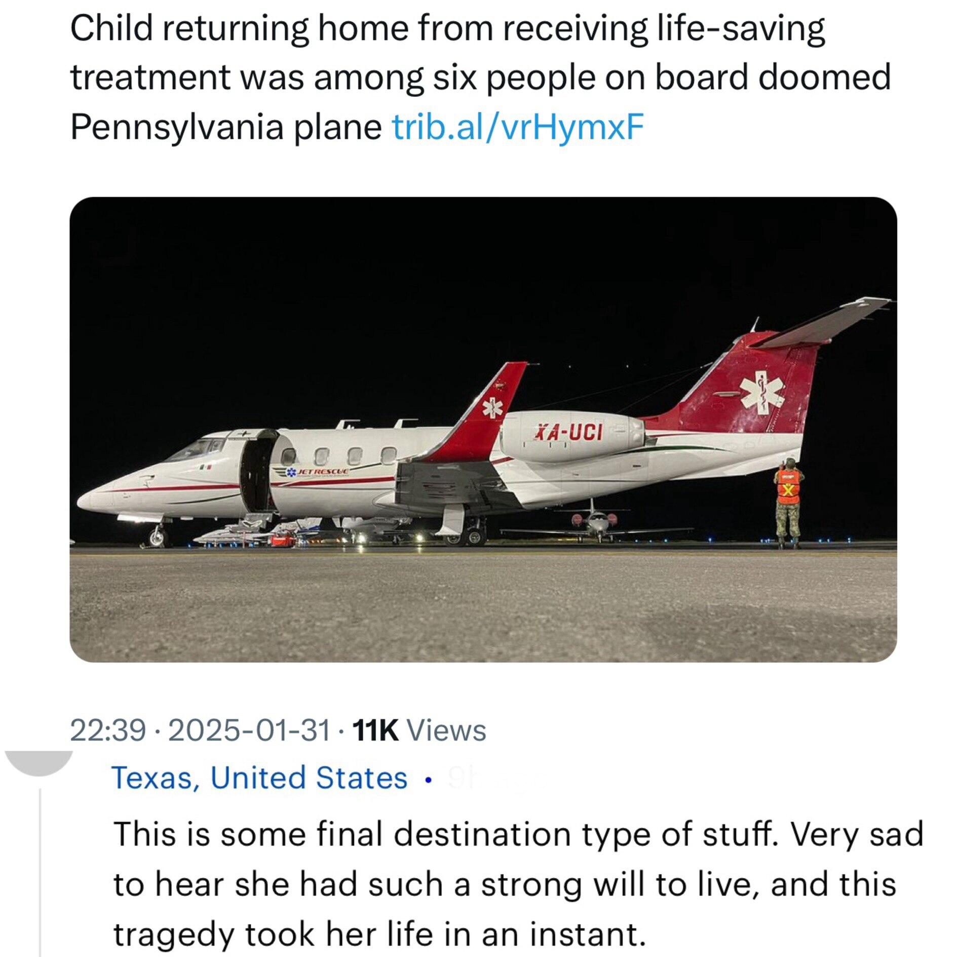 #dailymail : 🇺🇸 ✈️💥A young pediatric patient who had just undergone life-saving medical treatment...