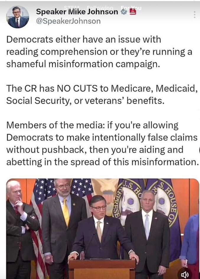 Members of the media: if you're allowing Democrats to make intentionally false claims without pushback, then you're aiding and abetting in the spread of this misinformation. 

