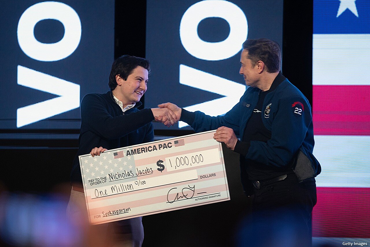 Elon Musk gave out $1 million checks on Sunday to two Wisconsin voters, declaring them spokespeople ...