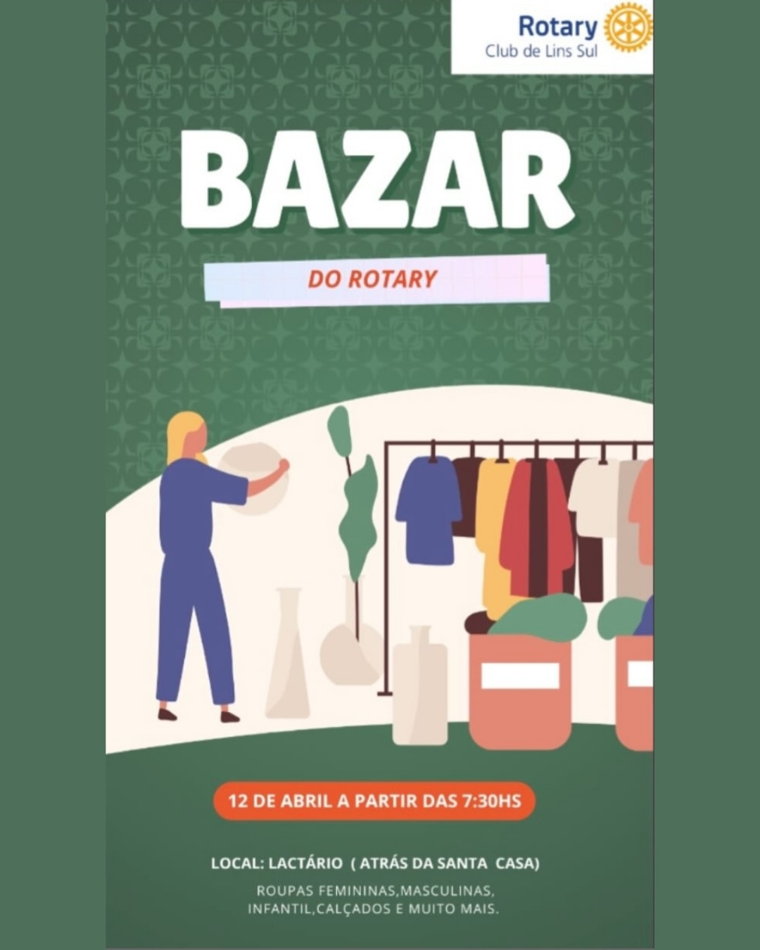 Texto dos Rotary Clubs de Lins - Norte e Lins - Sul:

BAZAR DOS ROTARY  CLUBS DE LINS – VOCÊ NÃO POD...