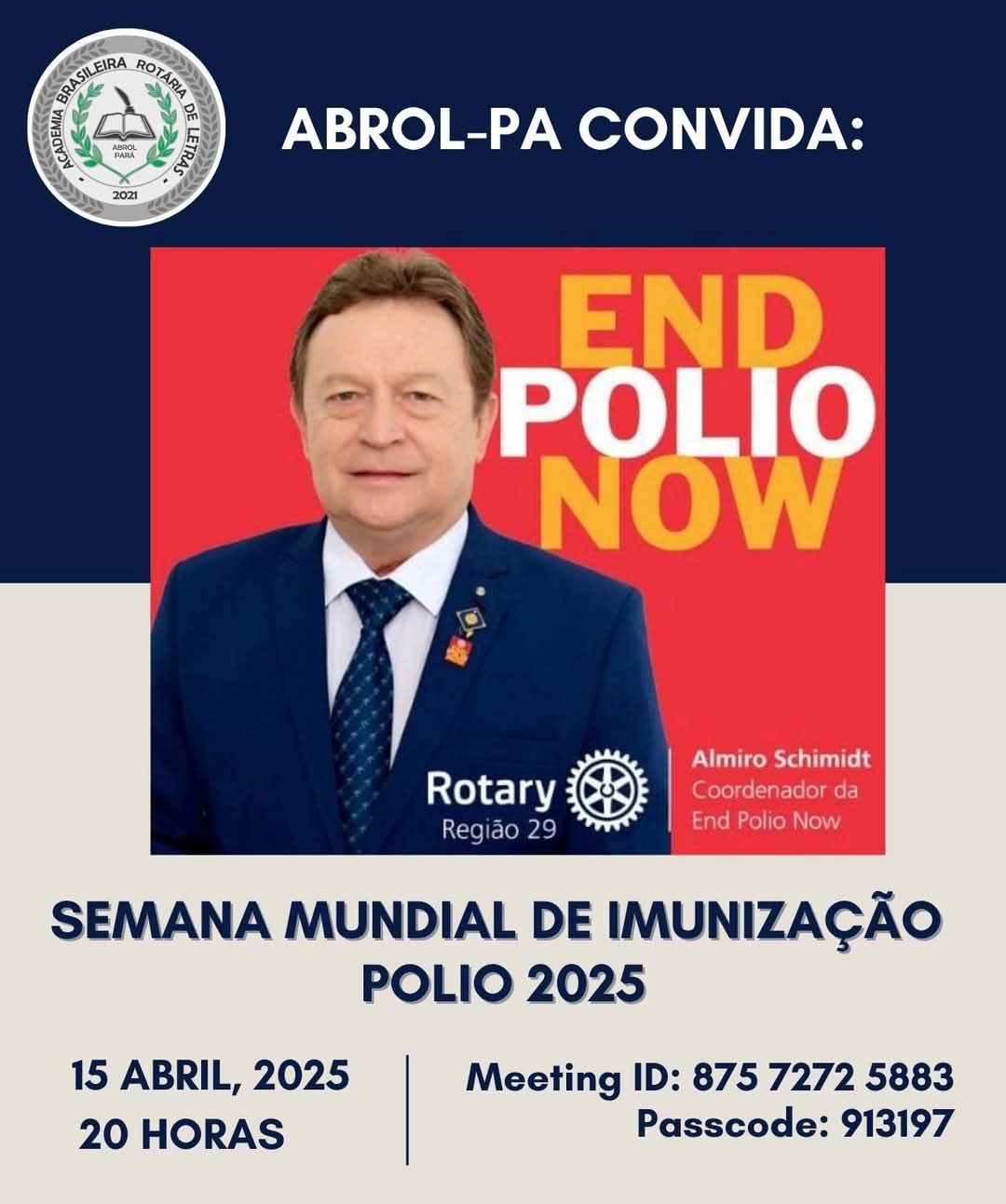 Celebrando o compromisso do Rotary com a Semana Mundial de Imunização convidamos todos para um bate ...