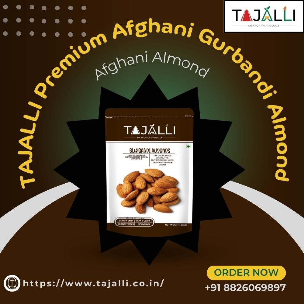 TAJALLI Premium Afghani Gurbandi Almond Badam 

TAJALLI Premium Afghani Gurbandi Almond Badam is a p...