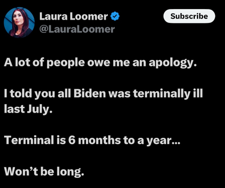 I made a prediction back in June 2024… shortly after the debate… saying that Joe Biden looked like he was months away from death.

Now from what I am heari