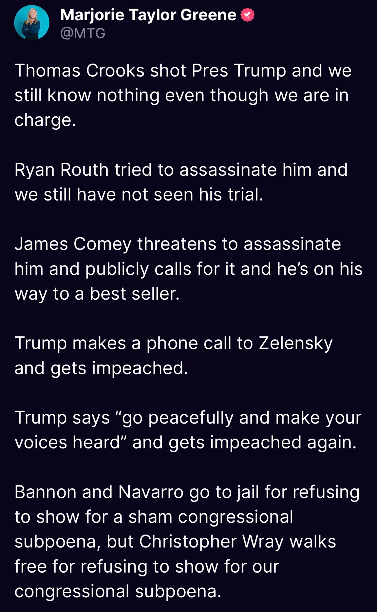 Marjorie Taylor Greene: 

