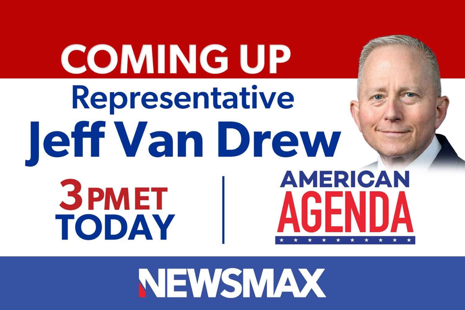 COMING UP: New Jersey Rep. Jeff Van Drew joins “American Agenda” — TODAY at 3 PM ET on NEWSMAX. WATC...