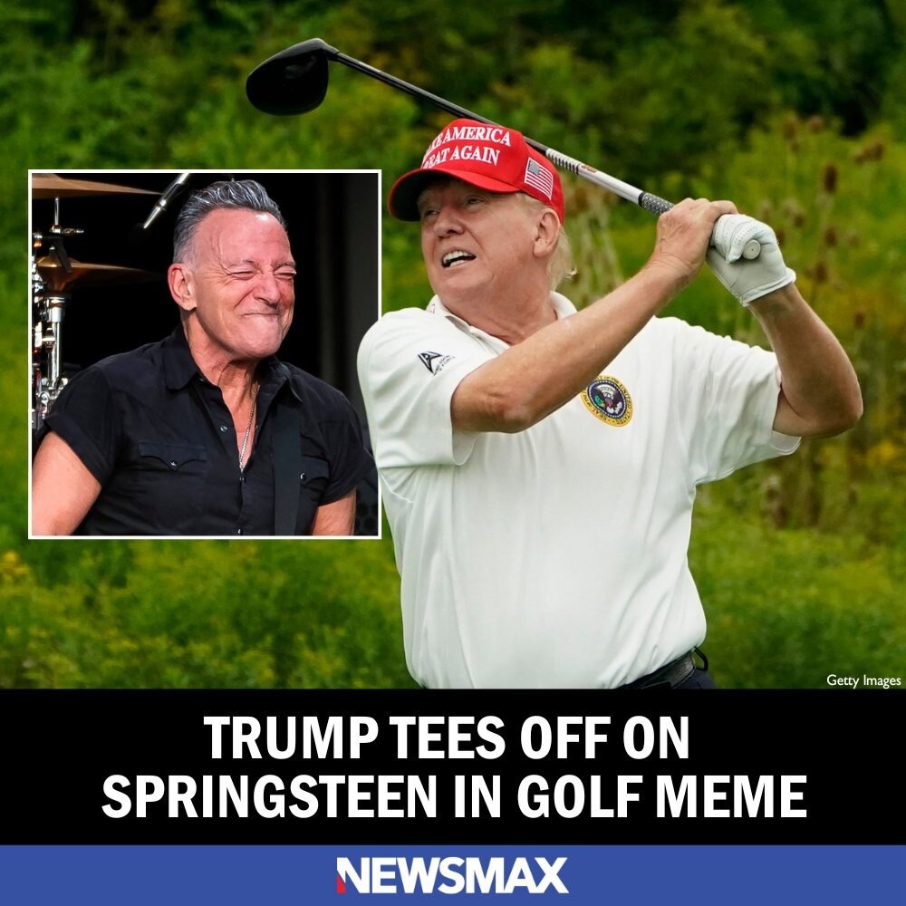 President Trump took to Truth Social to share a video meme that shows Trump teeing off with a golf s...