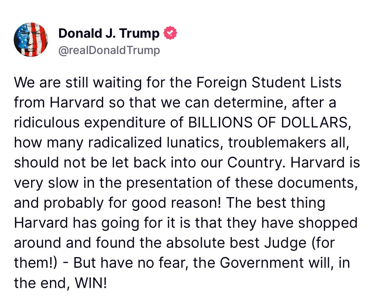 川普继续大战哈佛！哈佛是左窝绿窝红窝贼窝，在美国政界、司法界和金融界等各界实力很强，背后又有华尔街大财团和中共的支持，看川普哈佛大战三百回合，人类正邪之战！

#哈佛 #哈佛国际生 #三票先生
