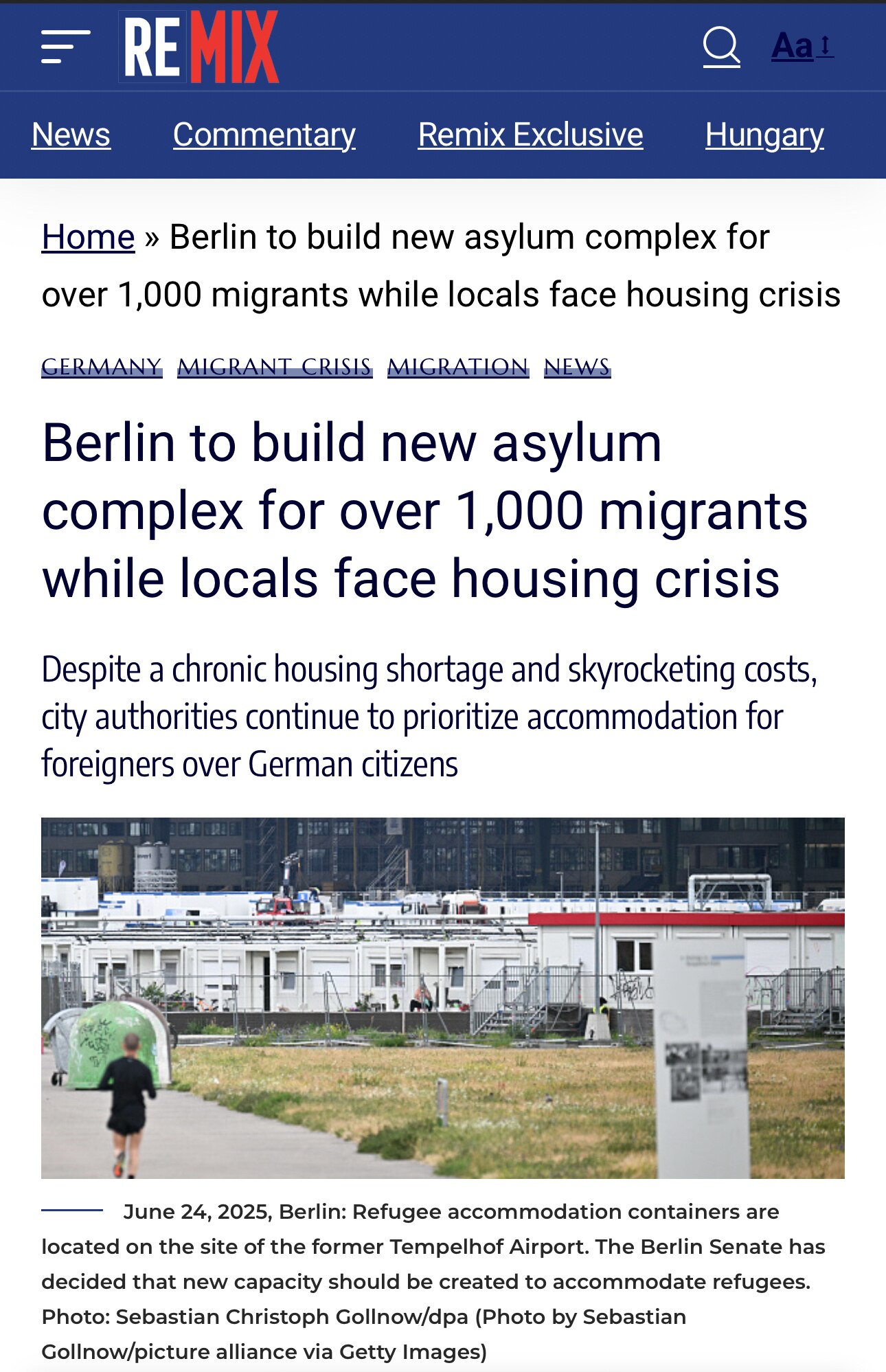 “Amid a continuing housing shortage for locals, Berlin’s state government has approved the construct...