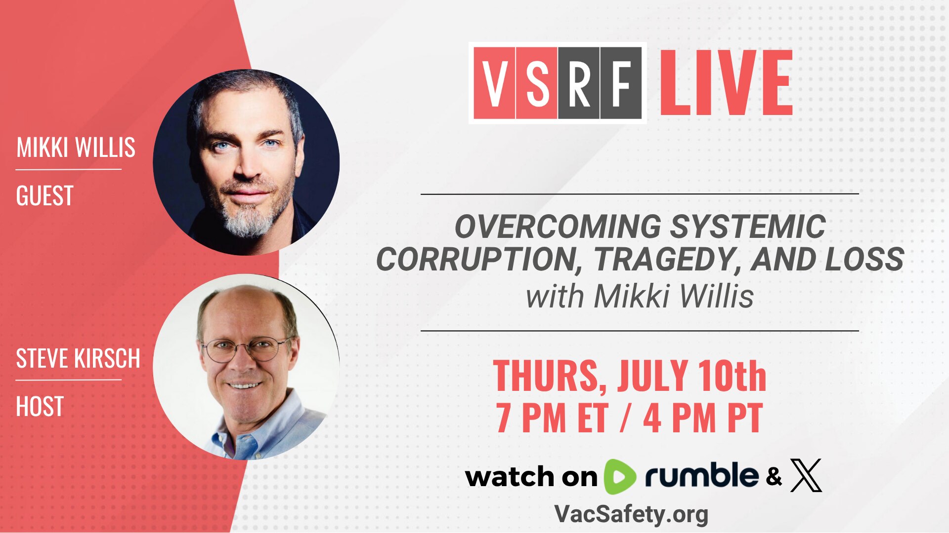 🚨 This week on VSRF Live...

Filmmaker Mikki Willis returns to share the personal and heartbreaking...