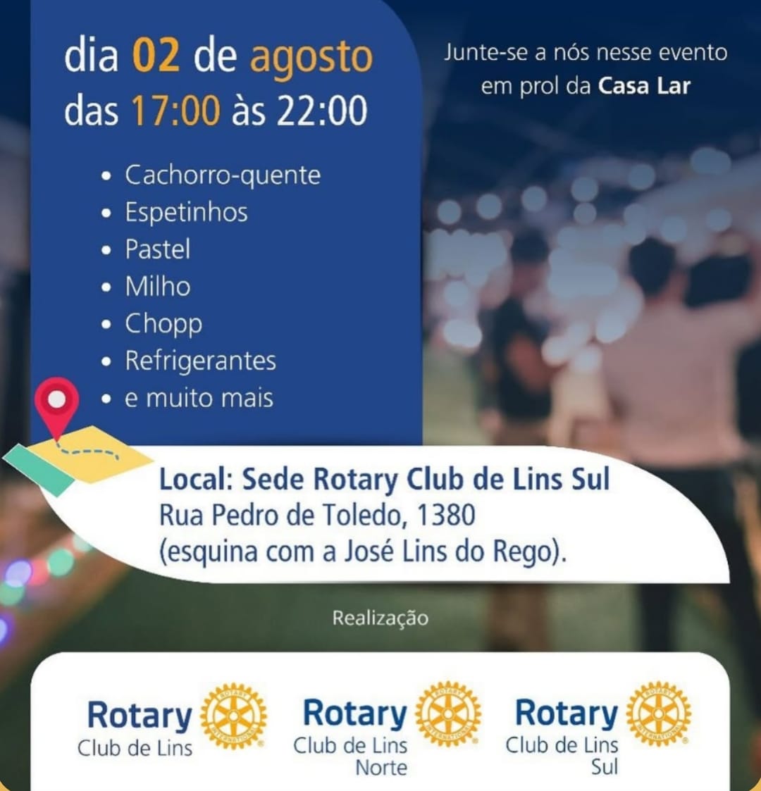 Os Rotary Clubs de Lins promovem uma grande ação solidária em prol da Casa Lar de Lins

Dia: 02 de a...
