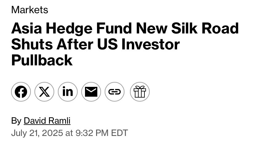 与中共深度勾兑的 #新加坡 运营时间最长的 #对冲基金 #新丝路 投资公司因大幅亏损导致美国机构投资者撤资而倒闭！
其负责人来自王岐山的德意志银行，新丝路基金大面积投资中共白手套企业，还把业务外包托管...