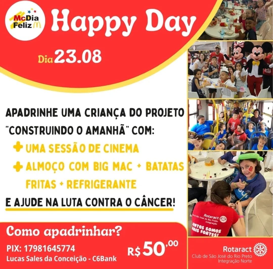 Texto do Rotaract Club de São José do Rio Preto - Integração Norte

 Happy Day - Já pensou em apadri...