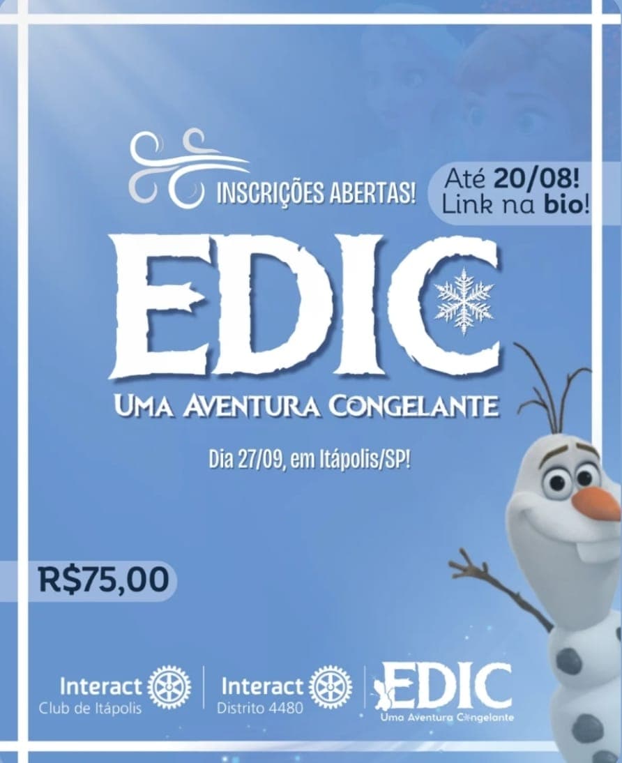Texto do IC.Eventos4480, Interact440 e do Interact Club de Itápolis

As inscrições para o EDIC – Uma...