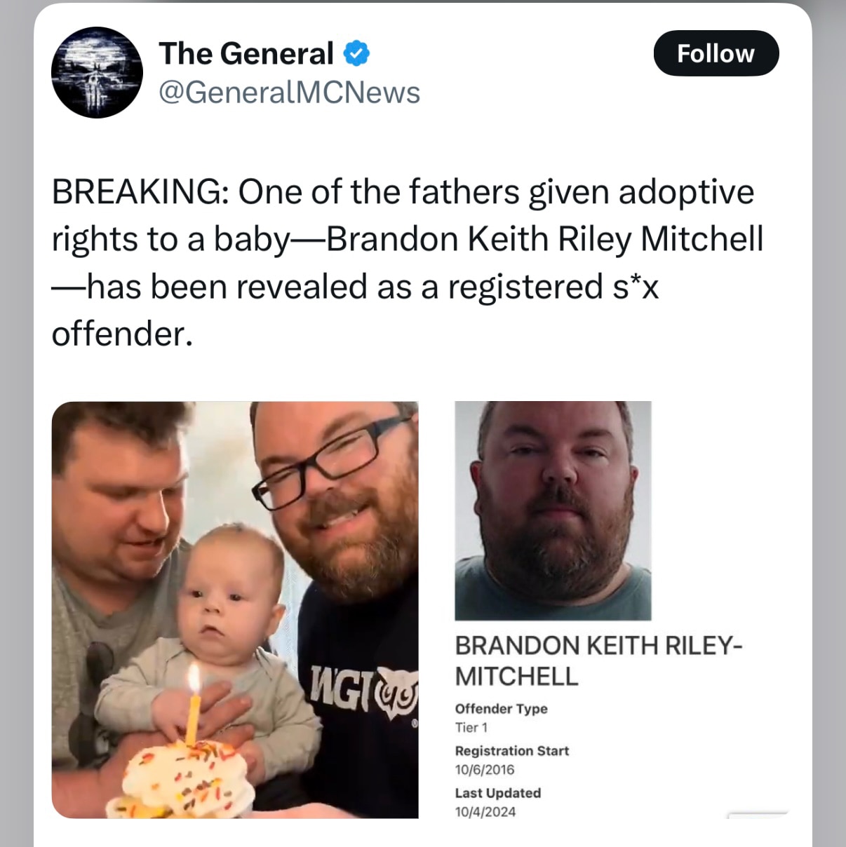 Brandon Keith Riley-Mitchell is a registered sex offender for sexual abuse of children. It’s right t...